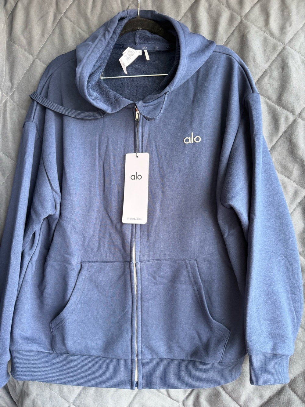 ALO Yoga Kids Blue Full-Zip Hoodie Jacket